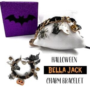 Bella Jack Halloween Charm Bracelet Jewelry Pumpkin Lace Bat Ghost in Box NWT